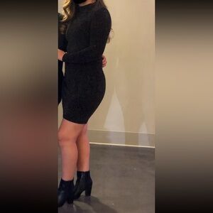 Windsor Black Mock Neck Long Sleeve Sheath Dress